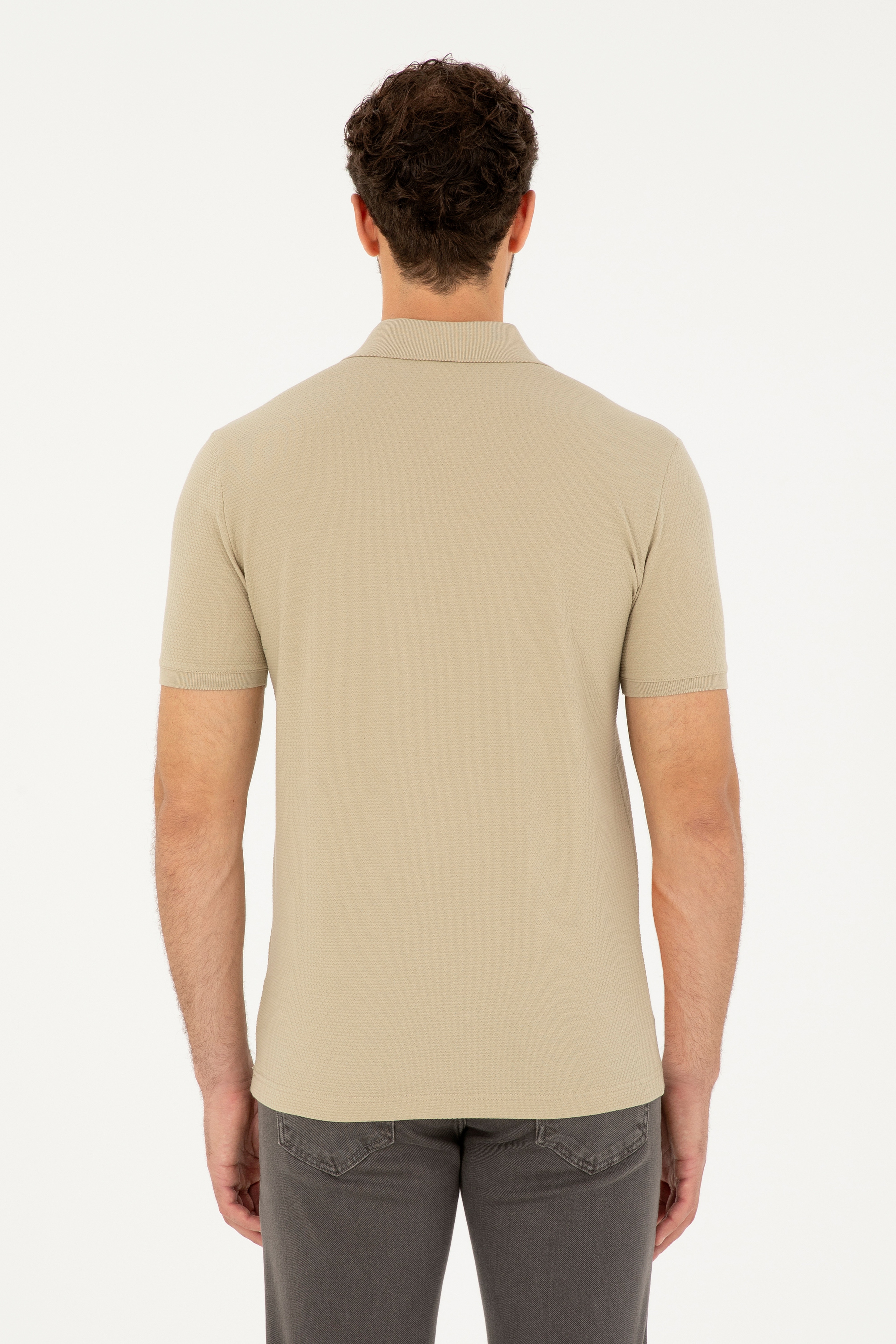 Erkek Regular Fit Polo Yaka Açık Haki Tişört
