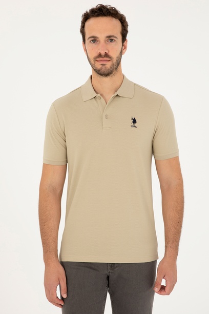 Erkek Regular Fit Polo Yaka Açık Haki Tişört