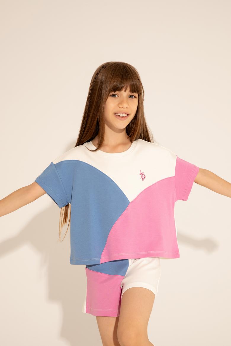 Kız Çocuk Menekşe Bisiklet Yaka Tişört - 50288441008