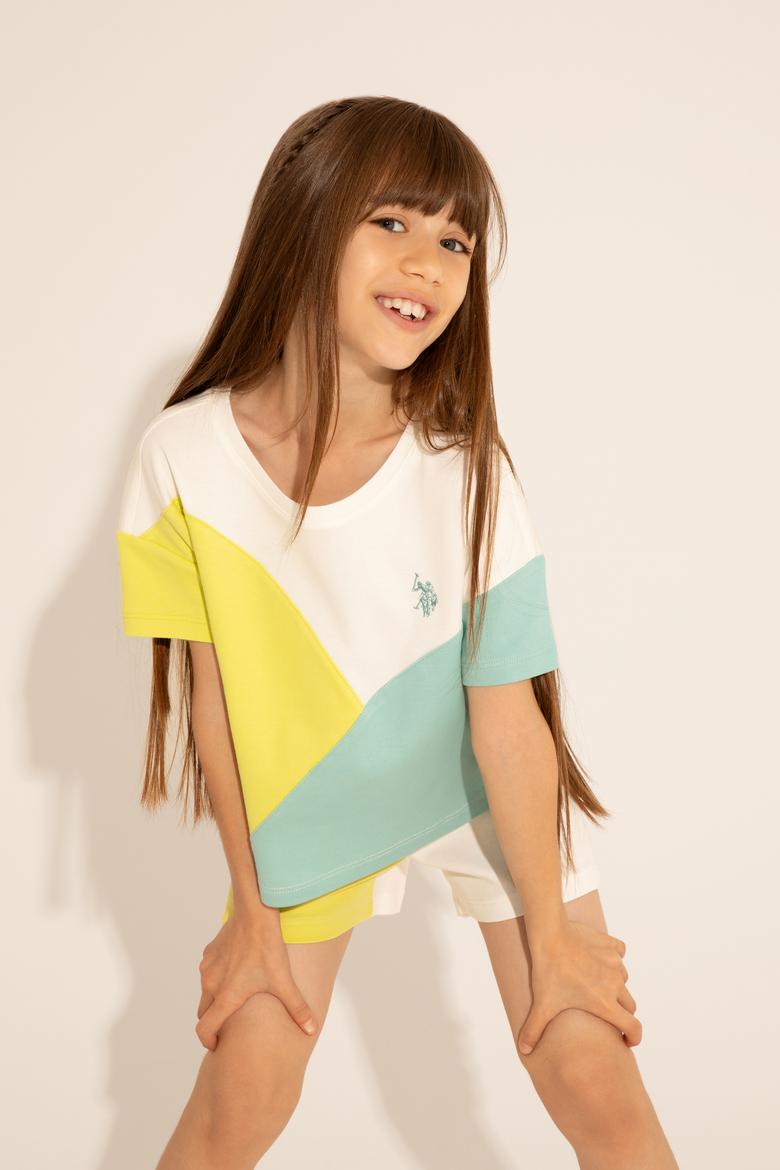 Kız Çocuk Mint Bisiklet Yaka Tişört - 50288441016