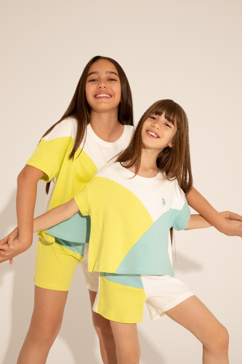 Kız Çocuk Mint Bisiklet Yaka Tişört