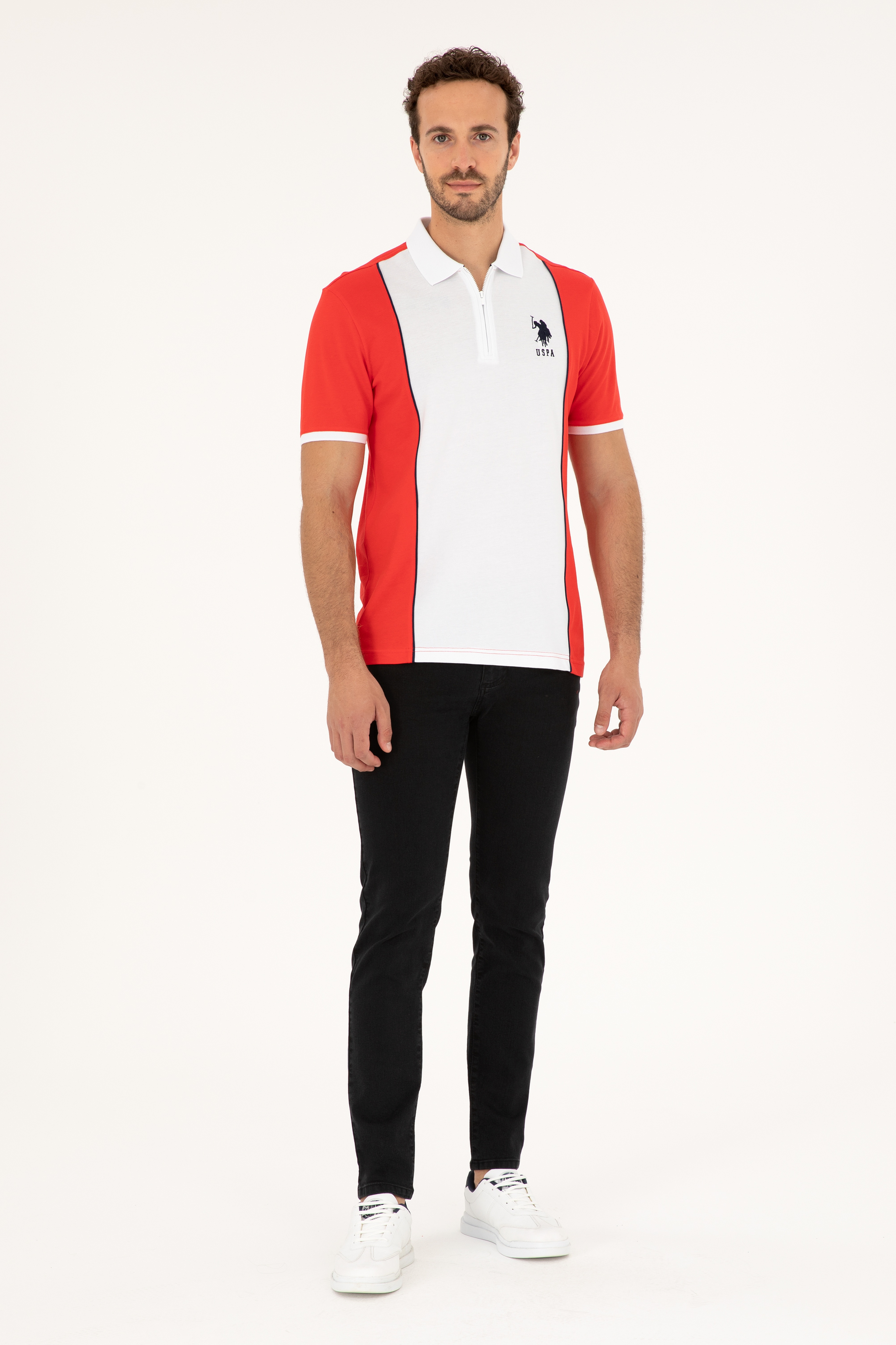 Erkek Regular Fit Polo Yaka Kırmızı Tişört - Image 4