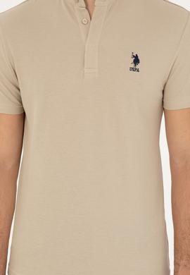 Erkek Regular Fit Hakim Yaka Açık Haki Tişört - 50282858026