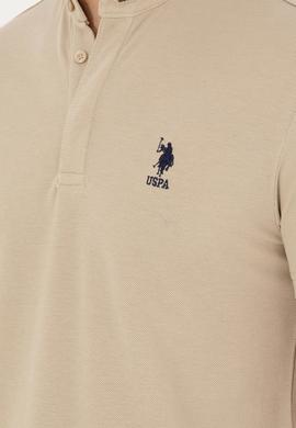 Erkek Regular Fit Hakim Yaka Açık Haki Tişört - 50282858026