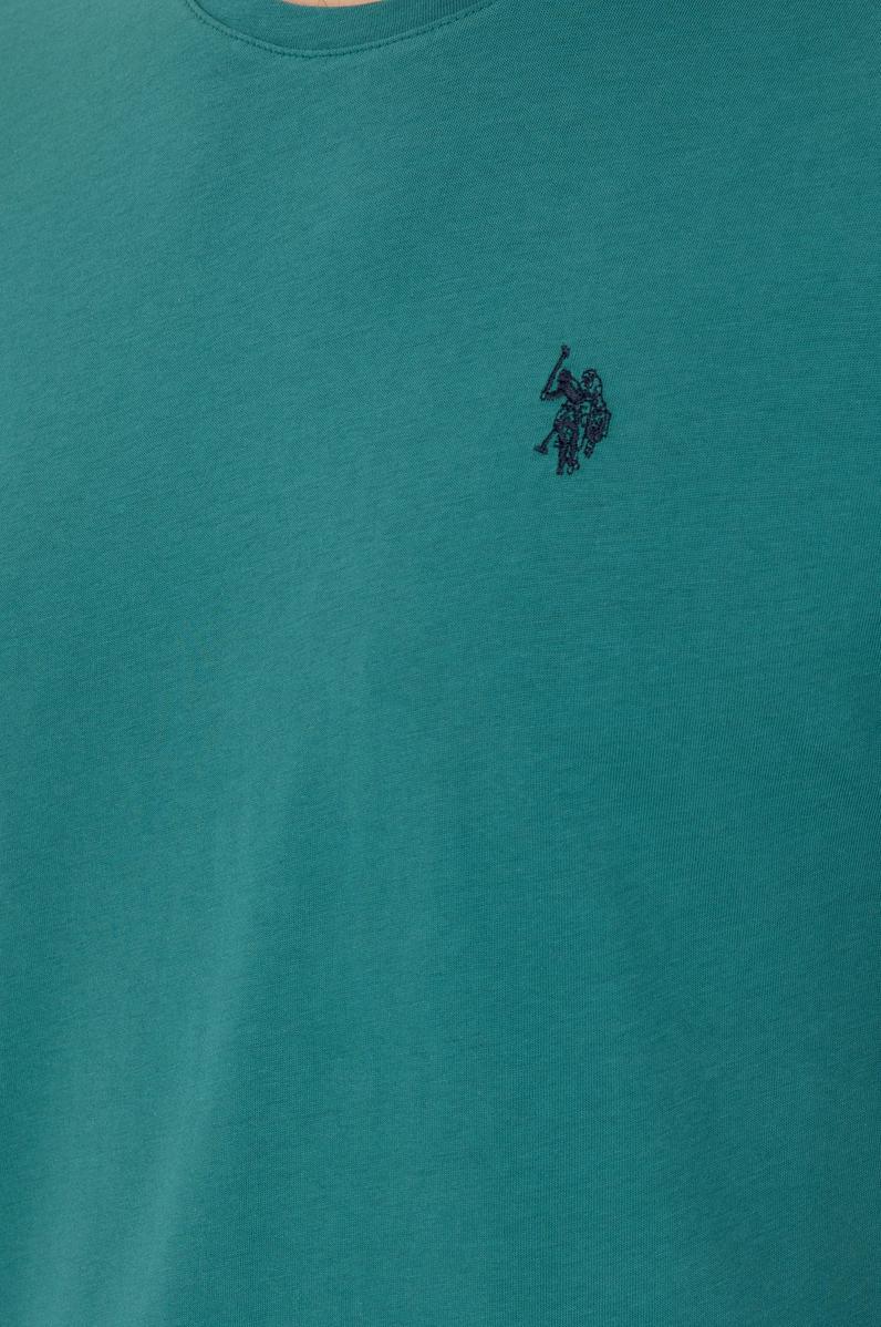 Erkek Regular Fit Bisiklet Yaka Koyu Yeşil Basic Tişört