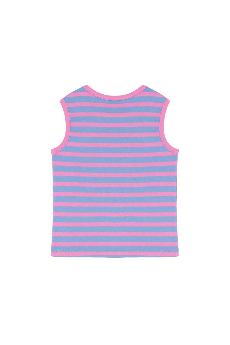 Kız Çocuk Koyu Mavi Bisiklet Yaka Kolsuz Tişört - 50288431030