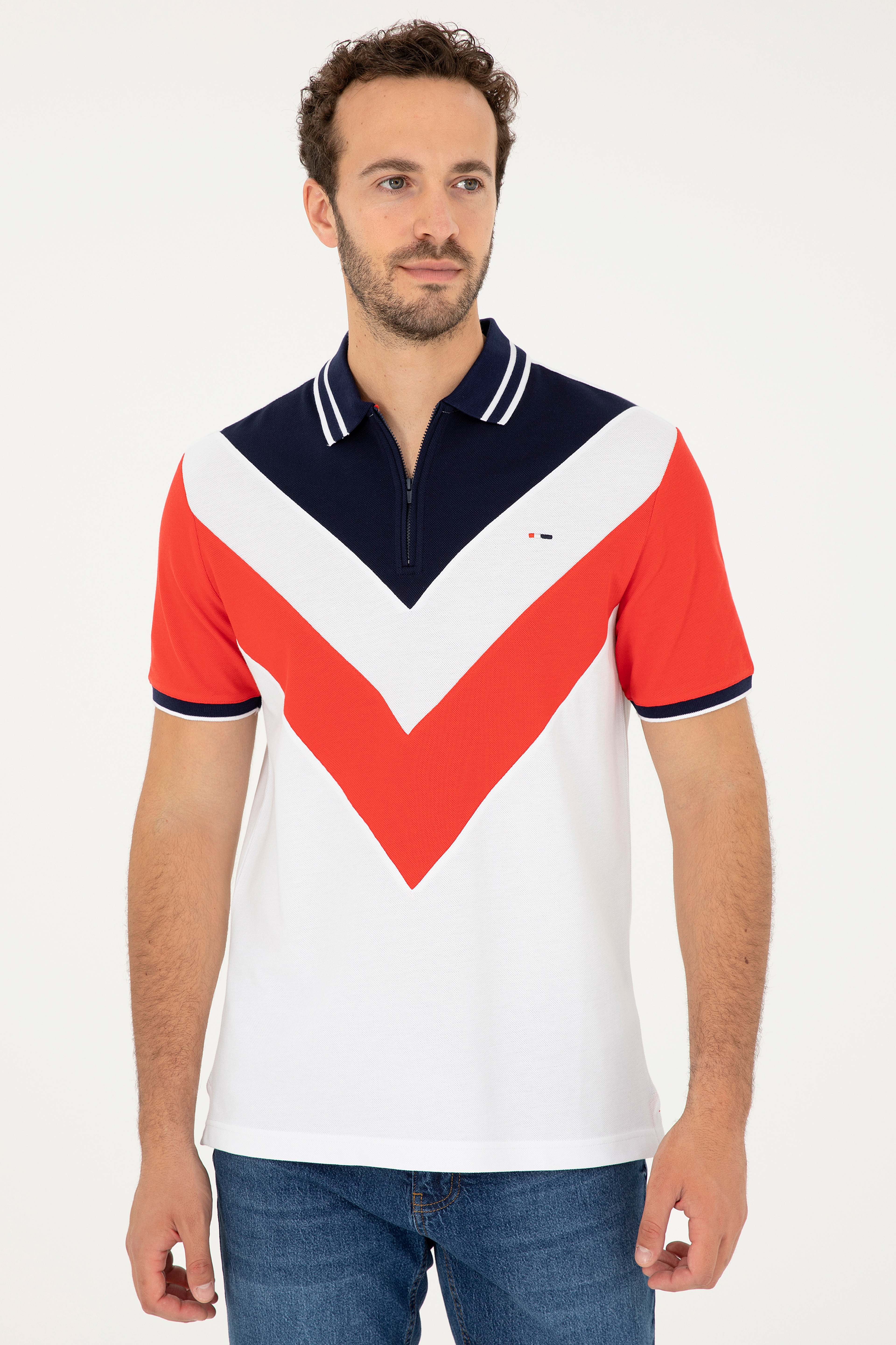 Erkek Regular Fit Polo Yaka Kırmızı Tişört - Image 3