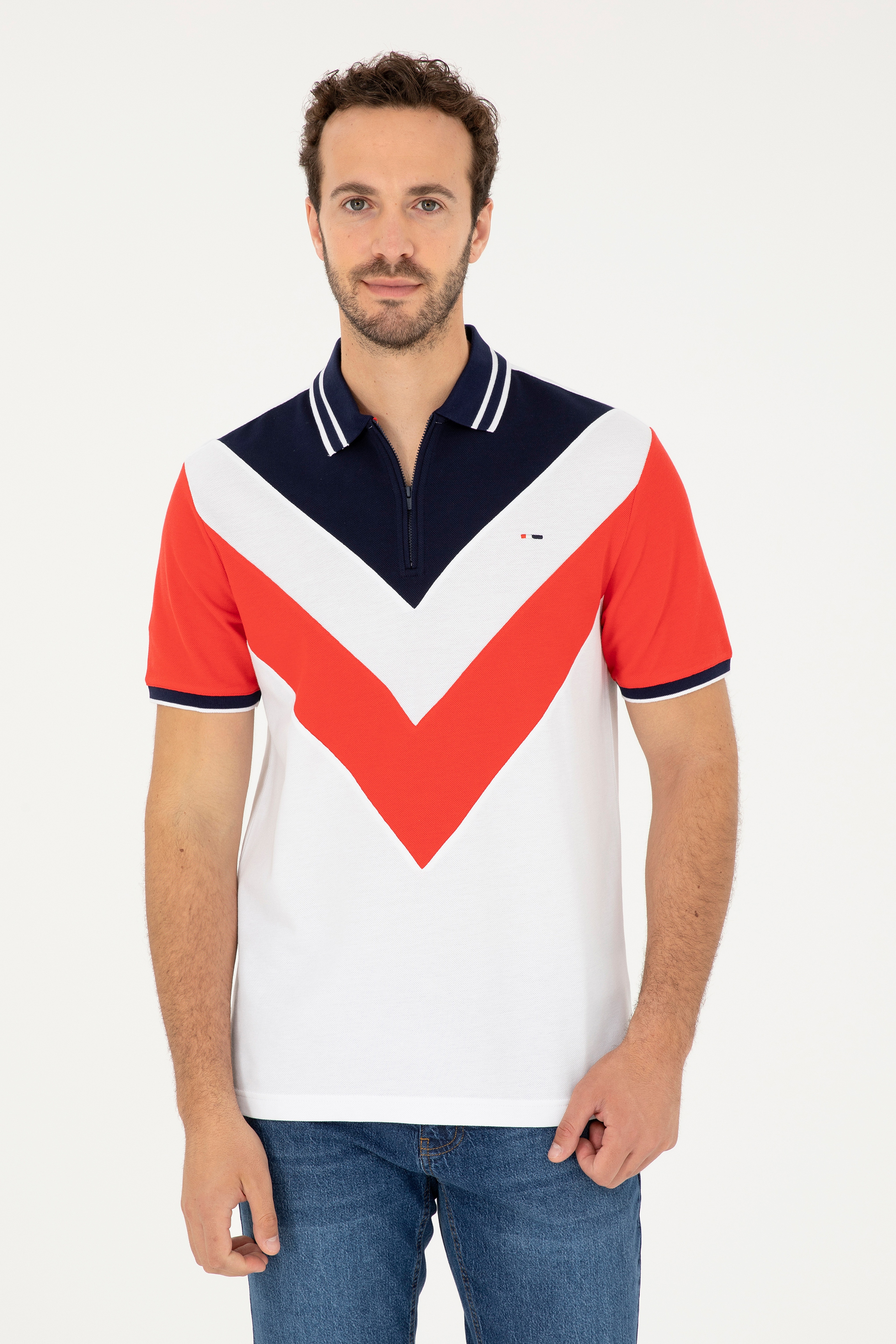 Erkek Regular Fit Polo Yaka Kırmızı Tişört - Image 1