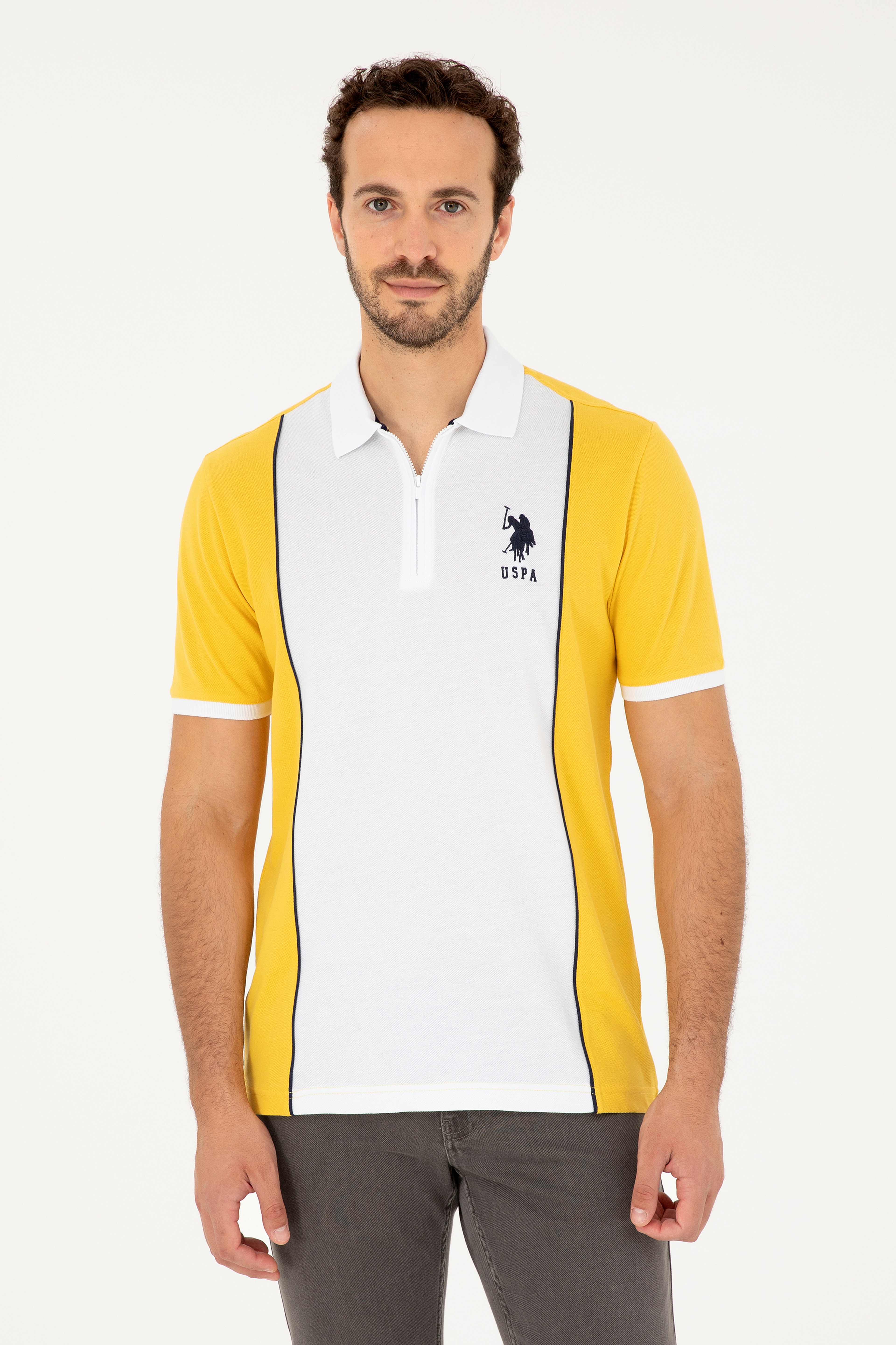 Erkek Regular Fit Polo Yaka Safran Tişört - Image 1