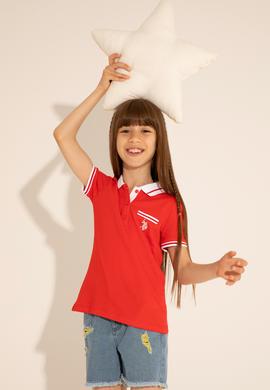 Kız Çocuk Kırmızı Polo Yaka Tişört - 50288680030