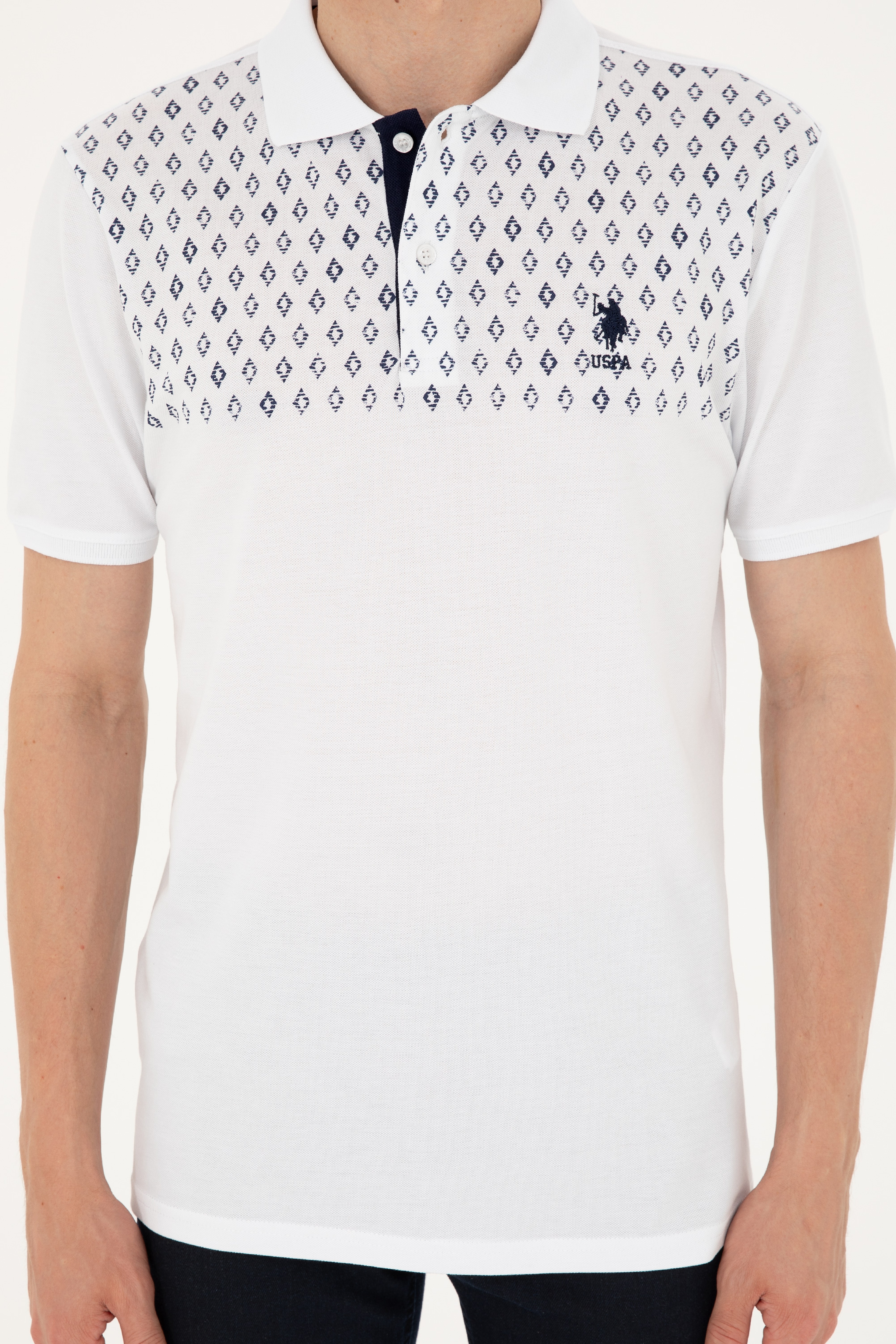 Erkek Regular Fit Polo Yaka Beyaz Tişört - Image 6