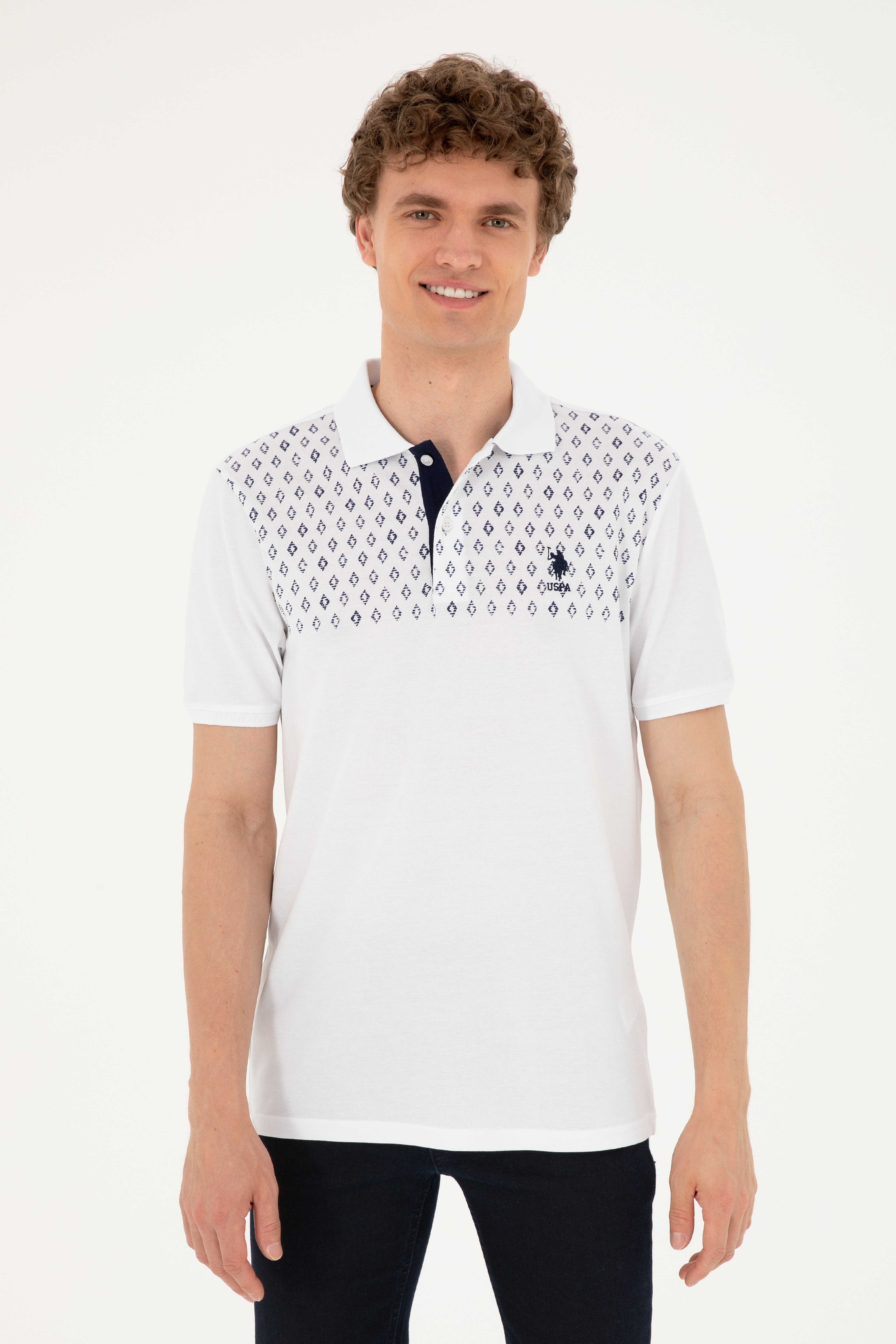 Erkek Regular Fit Polo Yaka Beyaz Tişört - Image 1
