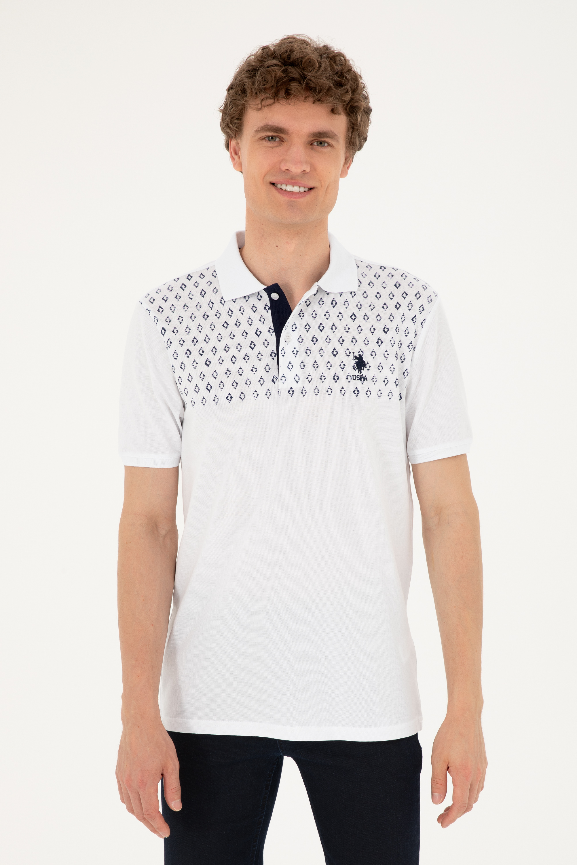 Erkek Regular Fit Polo Yaka Beyaz Tişört