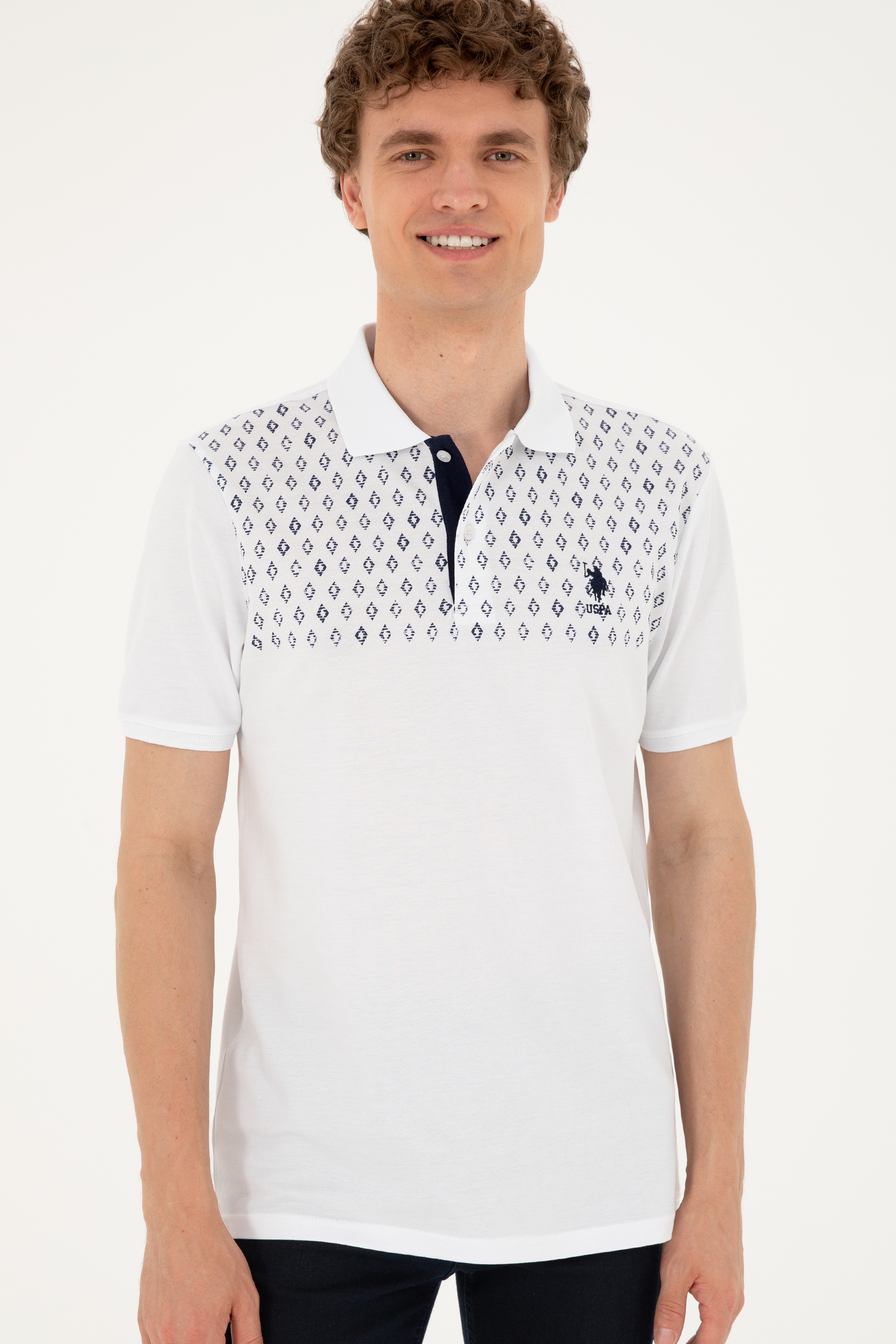 Erkek Regular Fit Polo Yaka Beyaz Tişört