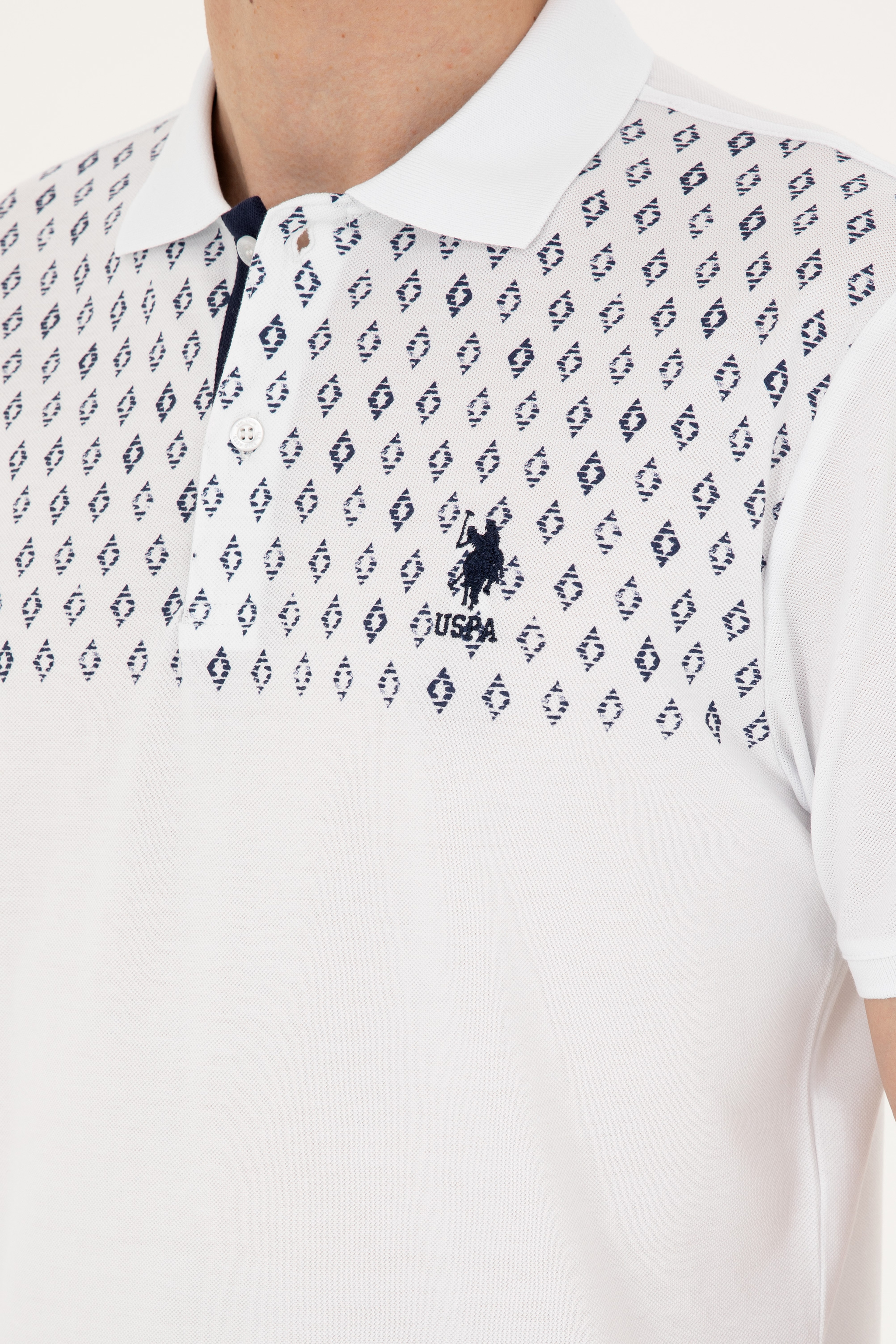 Erkek Regular Fit Polo Yaka Beyaz Tişört - Image 7