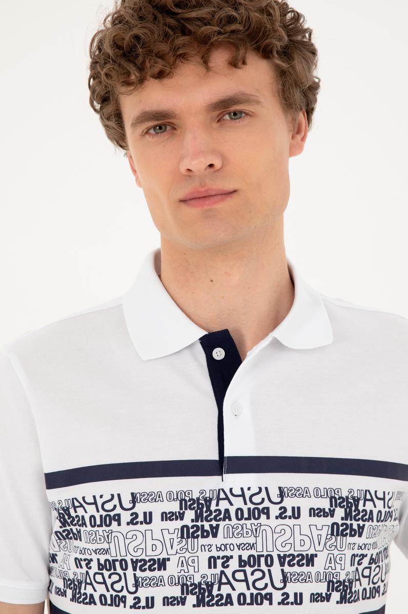 Erkek Regular Fit Polo Yaka Beyaz Tişört