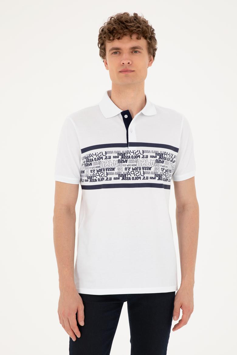 Erkek Regular Fit Polo Yaka Beyaz Tişört