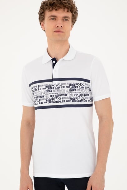 Erkek Regular Fit Polo Yaka Beyaz Tişört