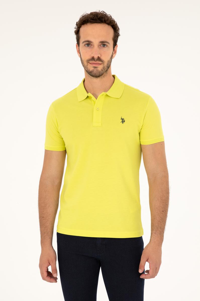 Erkek Slim Fit Polo Yaka Fıstık Yeşili Basic Tişört