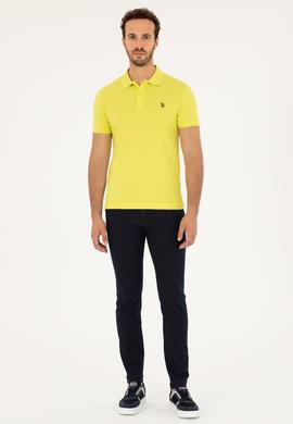 Erkek Slim Fit Polo Yaka Fıstık Yeşili Basic Tişört - 50279573271