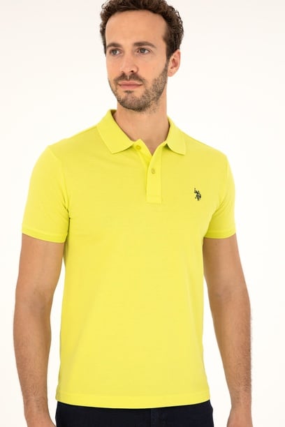 Erkek Slim Fit Polo Yaka Fıstık Yeşili Basic Tişört