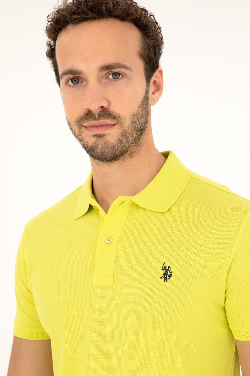 Erkek Slim Fit Polo Yaka Fıstık Yeşili Basic Tişört