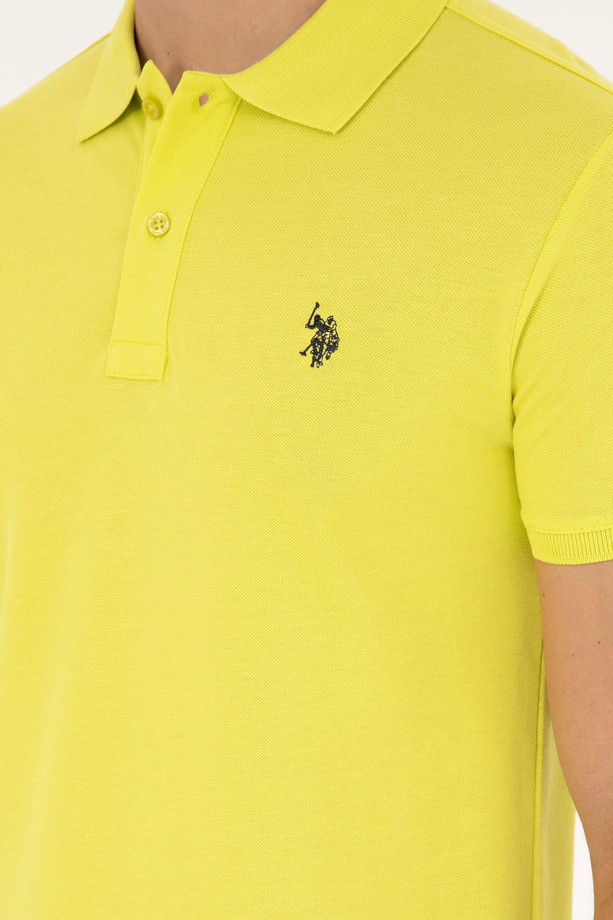 Erkek Slim Fit Polo Yaka Fıstık Yeşili Basic Tişört - Image 7