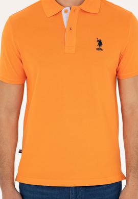 Erkek Regular Fit Polo Yaka Turuncu Basic Tişört - 50279611197