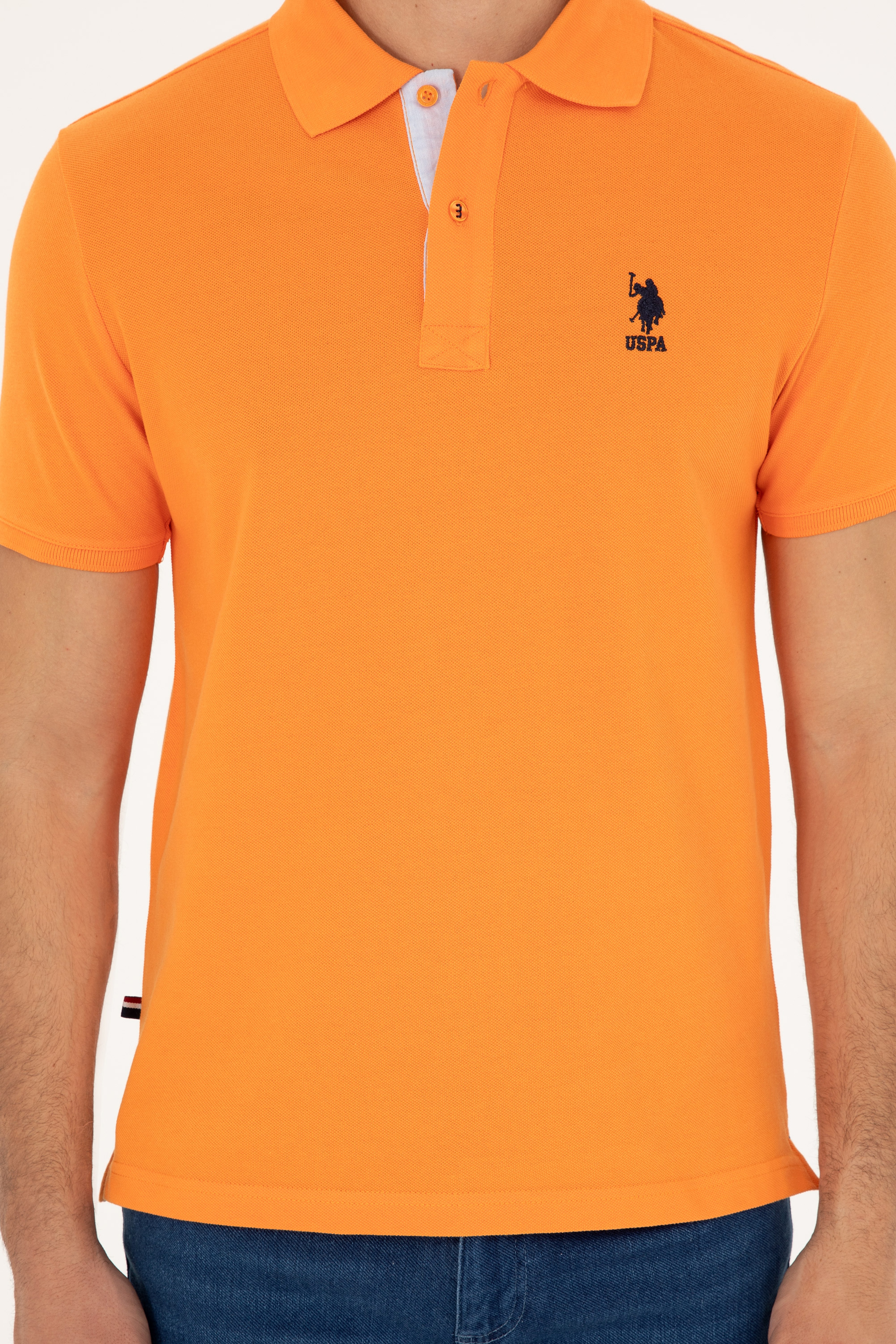 Erkek Regular Fit Polo Yaka Turuncu Basic Tişört