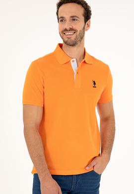 Erkek Regular Fit Polo Yaka Turuncu Basic Tişört - 50279611197