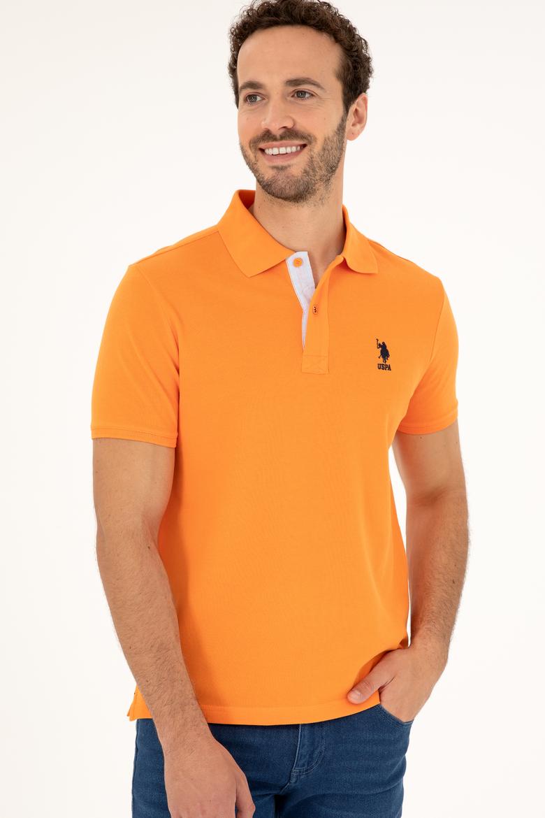 Erkek Regular Fit Polo Yaka Turuncu Basic Tişört