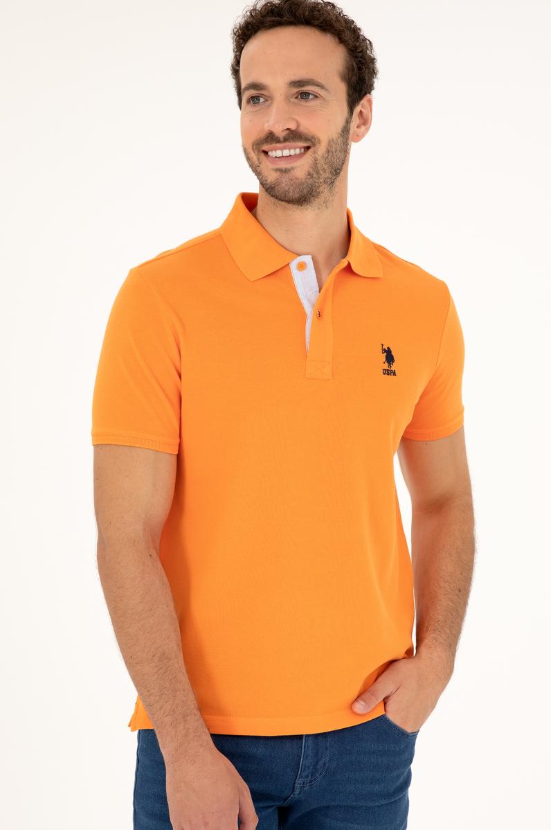 Erkek Regular Fit Polo Yaka Turuncu Basic Tişört