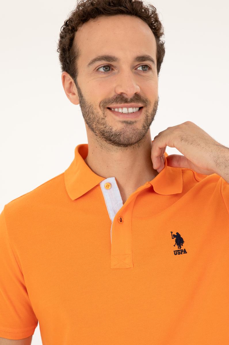Erkek Regular Fit Polo Yaka Turuncu Basic Tişört