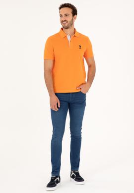 Erkek Regular Fit Polo Yaka Turuncu Basic Tişört - 50279611197