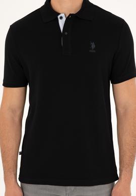Erkek Regular Fit Polo Yaka Siyah Basic Tişört - 50279611018