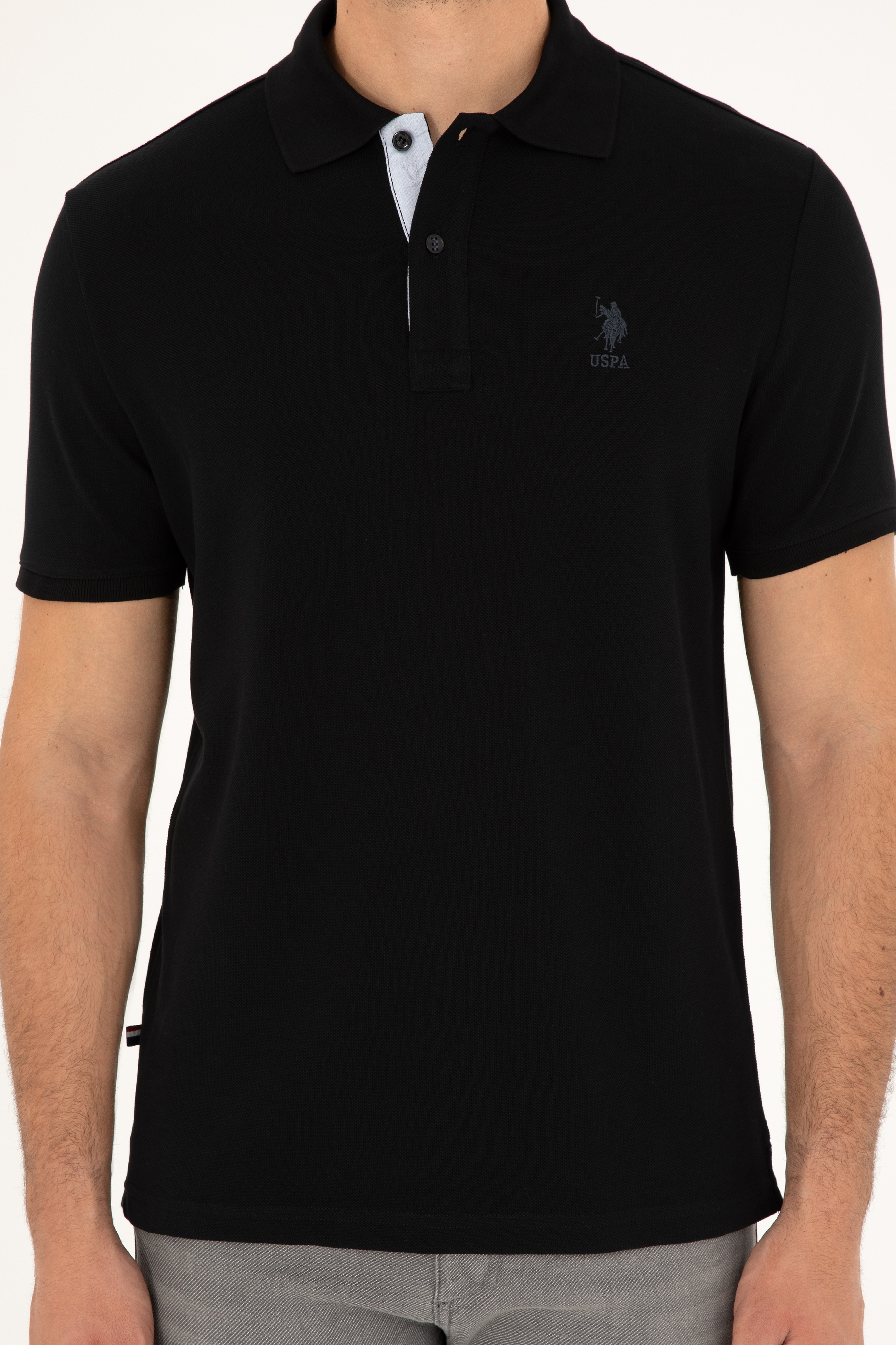 Erkek Regular Fit Polo Yaka Siyah Basic Tişört - Image 6