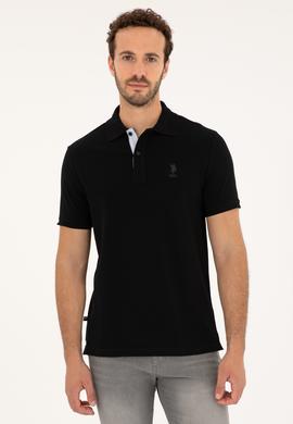 Erkek Regular Fit Polo Yaka Siyah Basic Tişört - 50279611018
