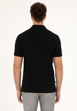 Erkek Regular Fit Polo Yaka Siyah Basic Tişört - 50279611018