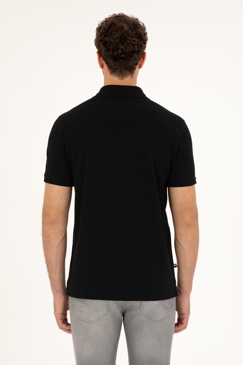 Erkek Regular Fit Polo Yaka Siyah Basic Tişört - 50279611018