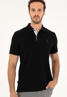 Erkek Regular Fit Polo Yaka Siyah Basic Tişört - 50279611018