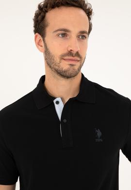 Erkek Regular Fit Polo Yaka Siyah Basic Tişört - 50279611018