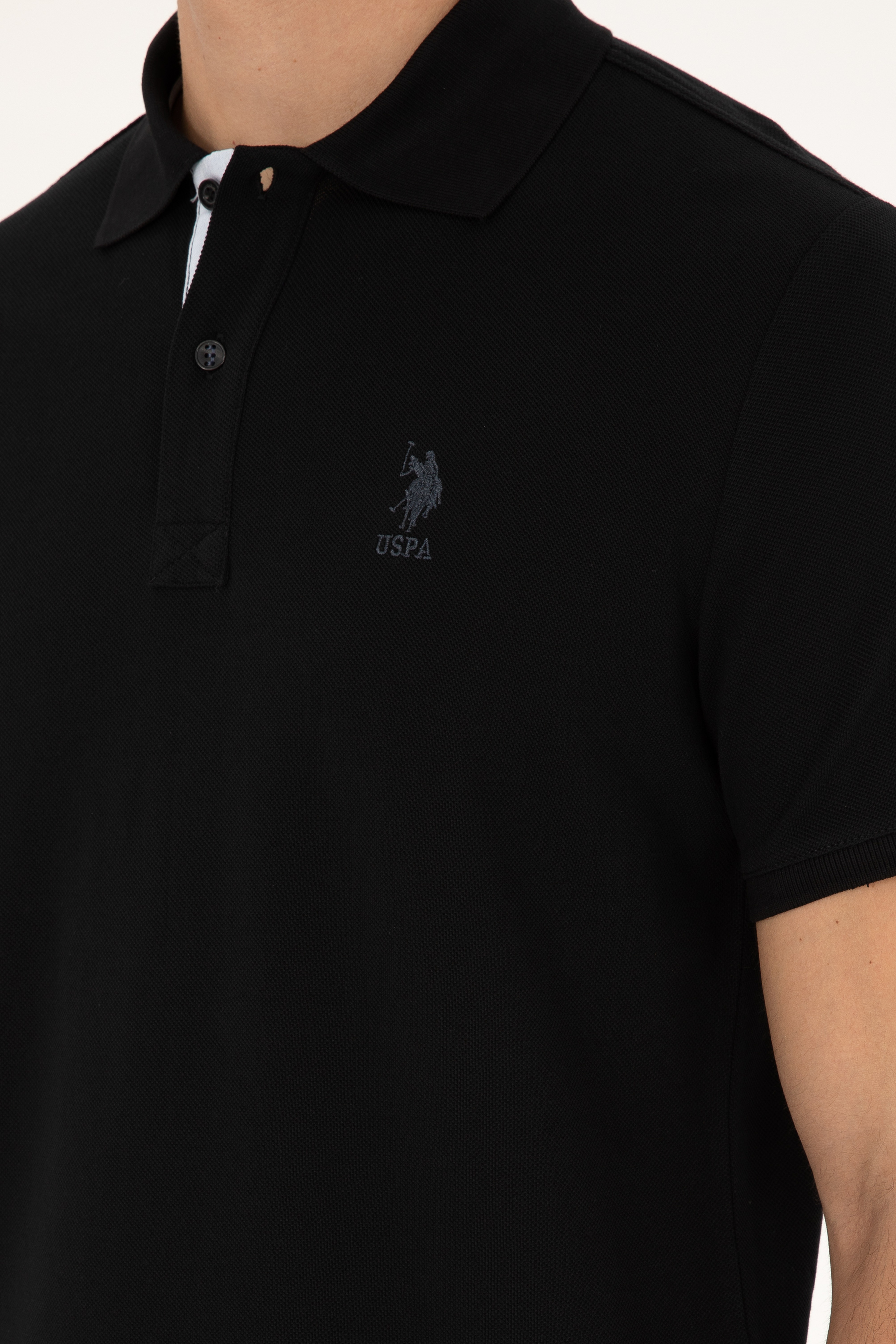 Erkek Regular Fit Polo Yaka Siyah Basic Tişört - Image 7