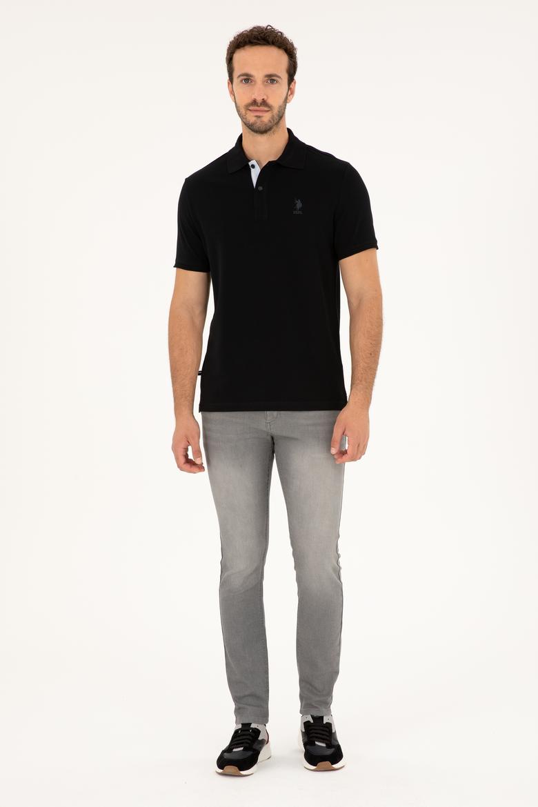 Erkek Regular Fit Polo Yaka Siyah Basic Tişört - 50279611018