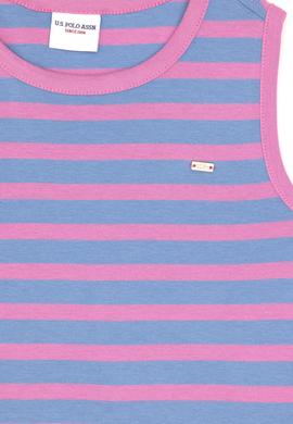 Kız Çocuk Koyu Mavi Bisiklet Yaka Kolsuz Tişört - 50288431030