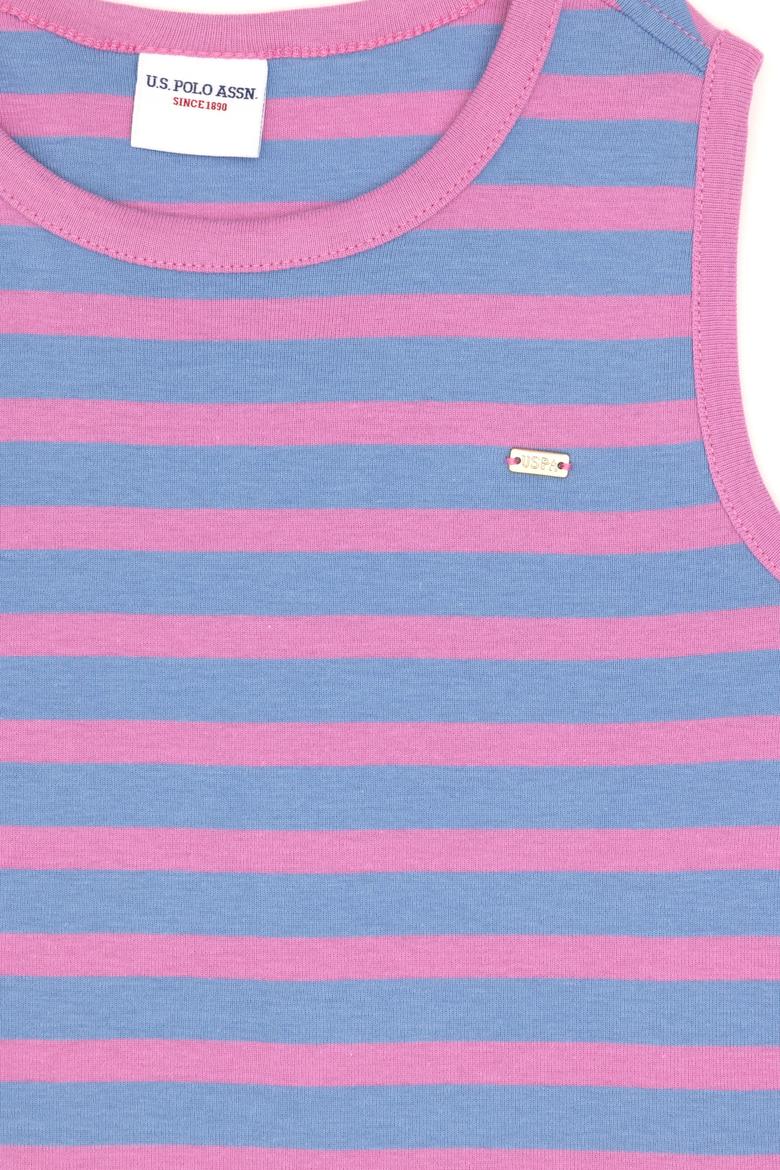 Kız Çocuk Koyu Mavi Bisiklet Yaka Kolsuz Tişört - 50288431030