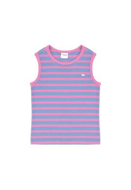 Kız Çocuk Koyu Mavi Bisiklet Yaka Kolsuz Tişört - 50288431030