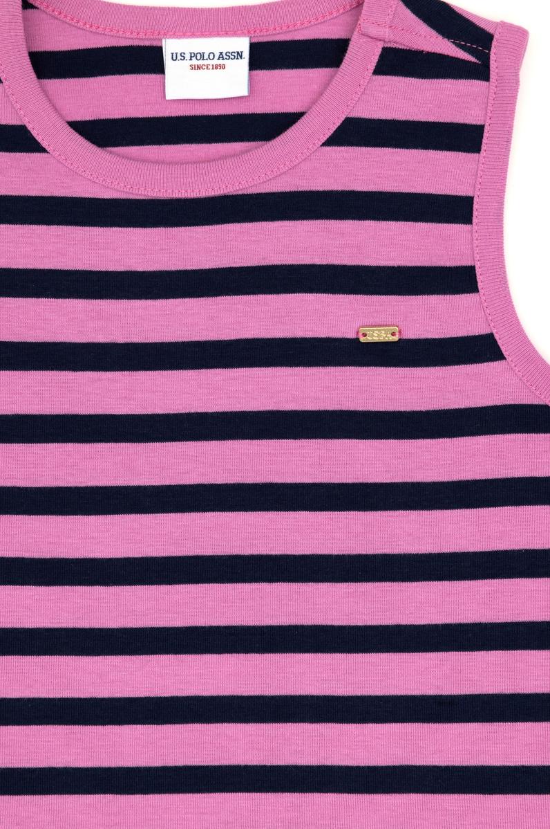 Kız Çocuk Menekşe Bisiklet Yaka Kolsuz Tişört