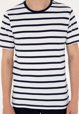 Erkek Regular Fit Bisiklet Yaka Beyaz Tişört - 50287043001