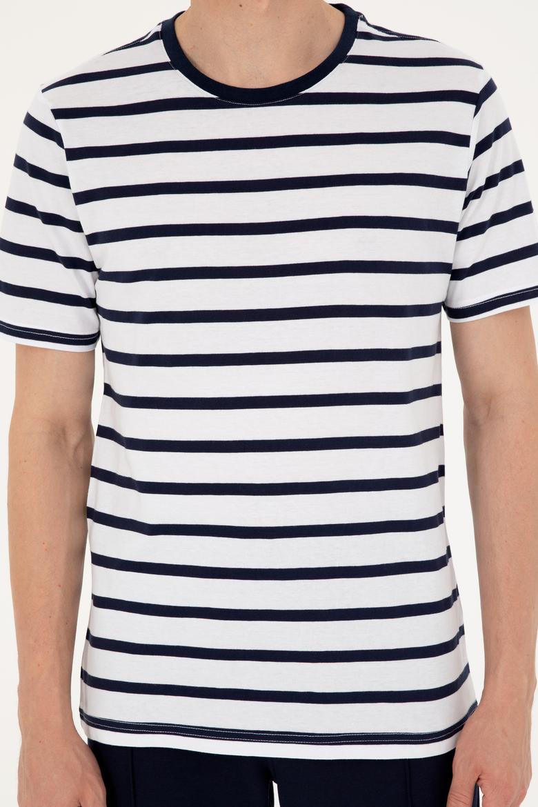 Erkek Regular Fit Bisiklet Yaka Beyaz Tişört - 50287043001