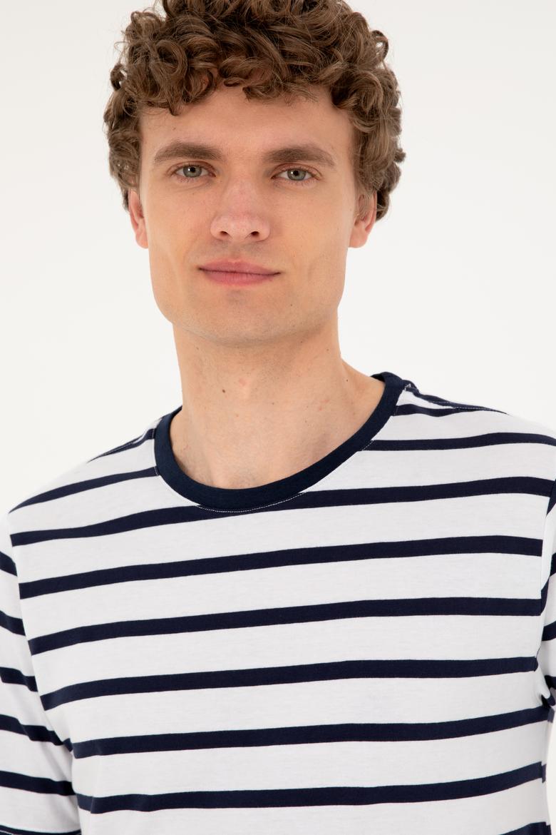 Erkek Regular Fit Bisiklet Yaka Beyaz Tişört - 50287043001